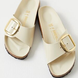 Birkenstock Madrid Big Buckle High-Shine Ecru Size 7